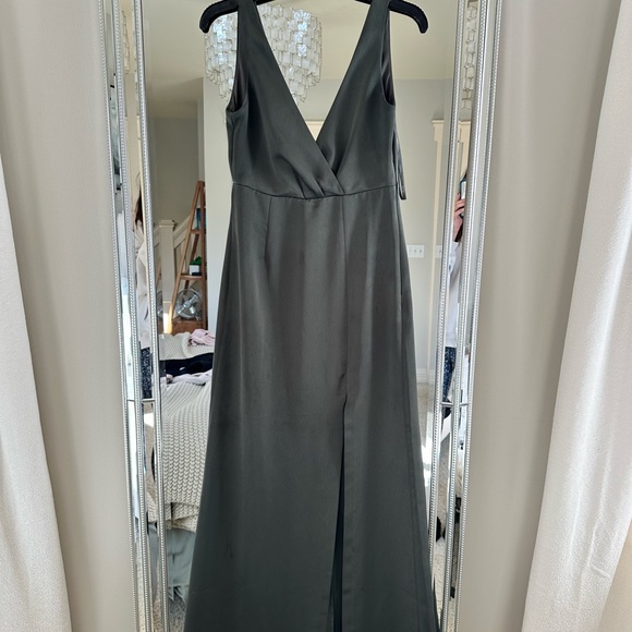 BHLDN Dresses & Skirts - BHLDN PIPER V-NECK SIDE-SLIT SATIN GOWN